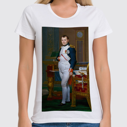 Заказать женскую футболку в Москве. Футболка классическая Портрет Наполеона в кабинете дворца Тюильри от trend - готовые дизайны и нанесение принтов.