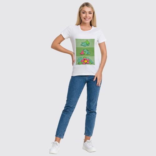 Заказать женскую футболку в Москве. Футболка классическая Бульбазавр от scoopysmith - готовые дизайны и нанесение принтов.