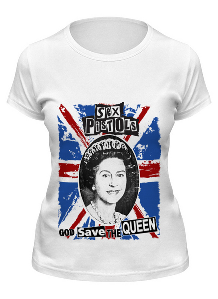 Заказать женскую футболку в Москве. Футболка классическая Sex Pistols / God Save The Queen от OEX design - готовые дизайны и нанесение принтов.