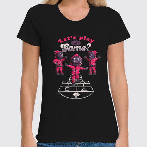 Заказать женскую футболку в Москве. Футболка классическая Игра в кальмара  от T-shirt print  - готовые дизайны и нанесение принтов.