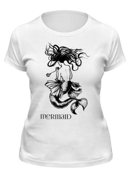Заказать женскую футболку в Москве. Футболка классическая Русалка от t.kasckevitch2016@yandex.ru - готовые дизайны и нанесение принтов.