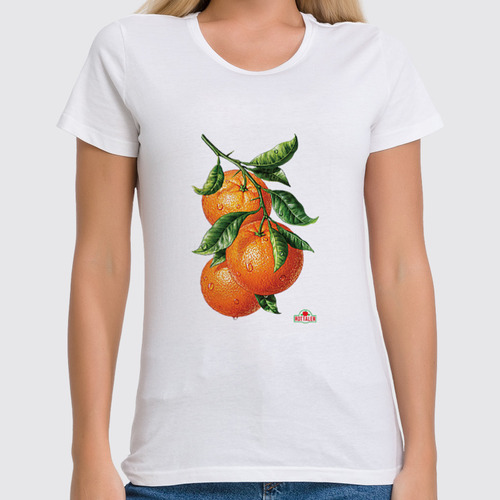 Заказать женскую футболку в Москве. Футболка классическая Апельсины от Виктор Гришин - готовые дизайны и нанесение принтов.
