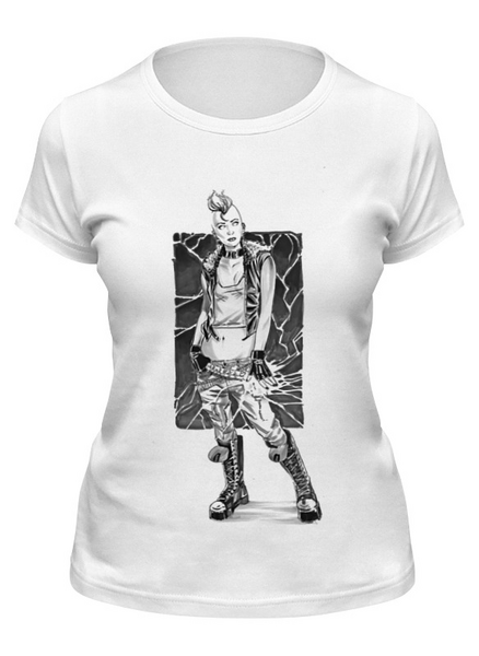 Заказать женскую футболку в Москве. Футболка классическая Punk Girl от Leichenwagen - готовые дизайны и нанесение принтов.
