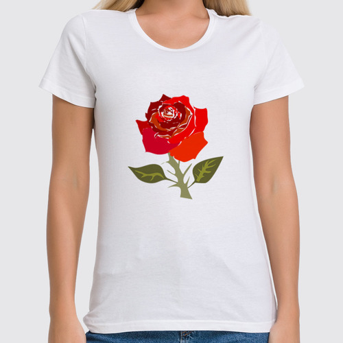 Заказать женскую футболку в Москве. Футболка классическая Роза красная. от grafikamaria@gmail.com - готовые дизайны и нанесение принтов.