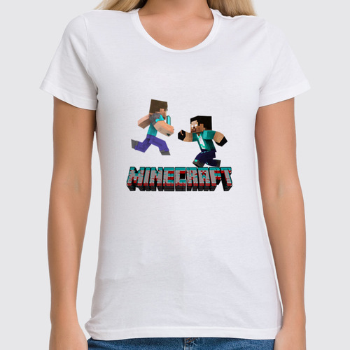 Заказать женскую футболку в Москве. Футболка классическая Minecraft от THE_NISE  - готовые дизайны и нанесение принтов.