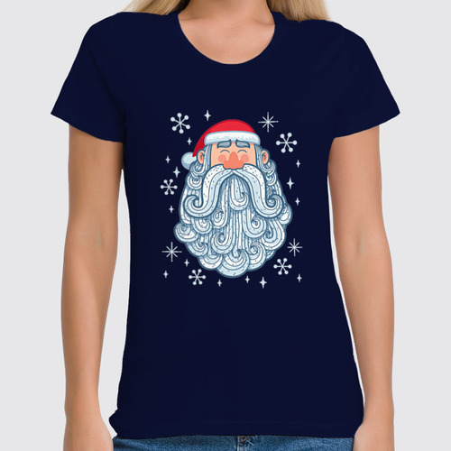 Заказать женскую футболку в Москве. Футболка классическая Снежный Санта от skynatural - готовые дизайны и нанесение принтов.