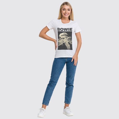 Заказать женскую футболку в Москве. Футболка классическая Дэвид Боуи от geekbox - готовые дизайны и нанесение принтов.