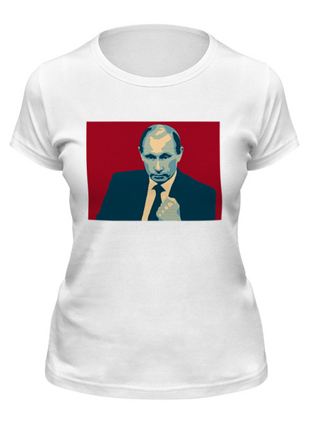 Заказать женскую футболку в Москве. Футболка классическая Putin от THE_NISE  - готовые дизайны и нанесение принтов.