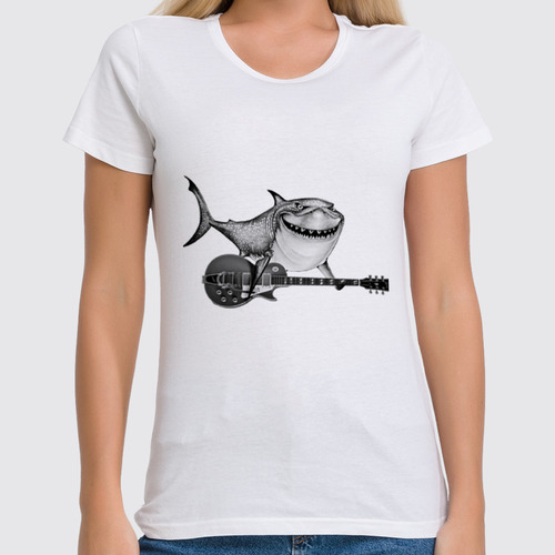 Заказать женскую футболку в Москве. Футболка классическая Акулёныш-гитарёныш от Don Bu - готовые дизайны и нанесение принтов.