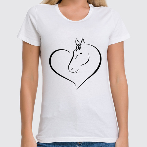 Заказать женскую футболку в Москве. Футболка классическая Милая лошадь от Zamula - готовые дизайны и нанесение принтов.