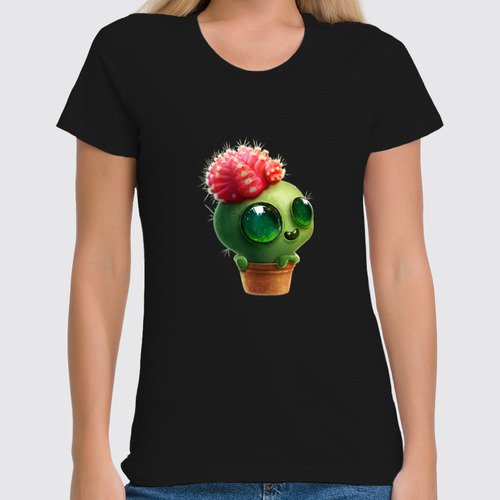 Заказать женскую футболку в Москве. Футболка классическая Funny cactus от Дана Столыпина - готовые дизайны и нанесение принтов.
