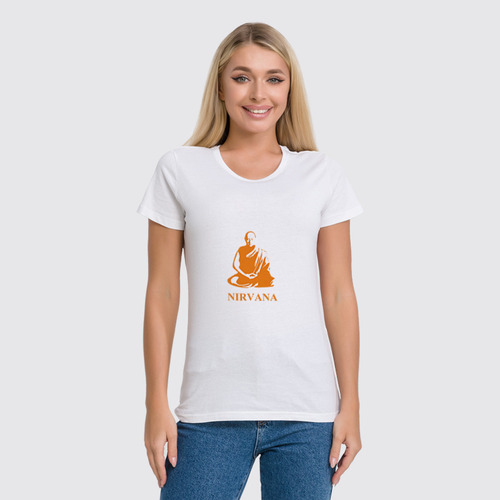 Заказать женскую футболку в Москве. Футболка классическая Nirvana-orange от LINGAM ART | lingam.ord@gmail.com - готовые дизайны и нанесение принтов.