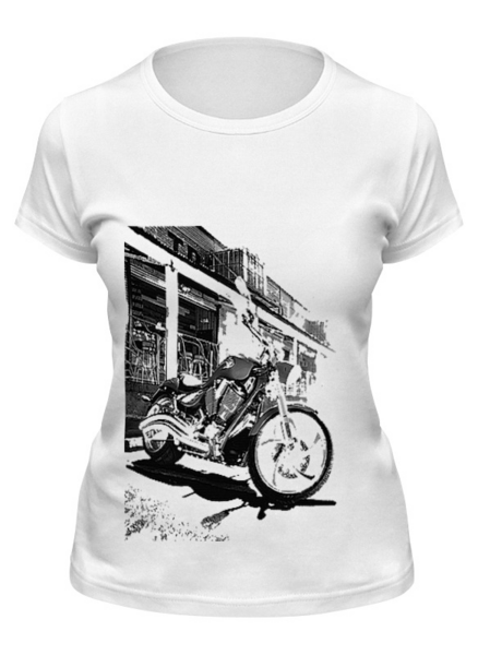 Заказать женскую футболку в Москве. Футболка классическая Мотоциклы от paster10 - готовые дизайны и нанесение принтов.