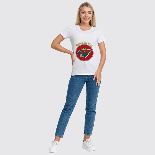 Заказать женскую футболку в Москве. Футболка классическая minnesota wild от kspsshop - готовые дизайны и нанесение принтов.