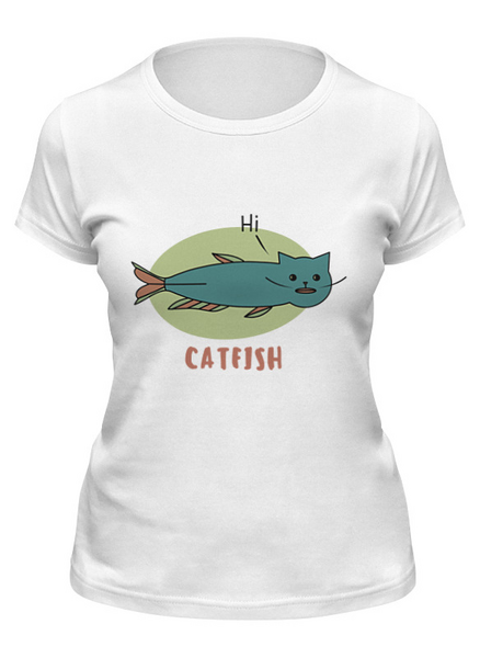 Заказать женскую футболку в Москве. Футболка классическая Catfish (Сом) от chistopopitersky - готовые дизайны и нанесение принтов.