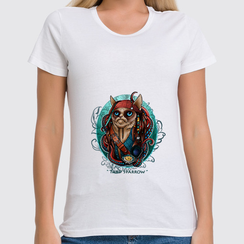 Заказать женскую футболку в Москве. Футболка классическая Tard Sparrow  от Анастасия Авина - готовые дизайны и нанесение принтов.