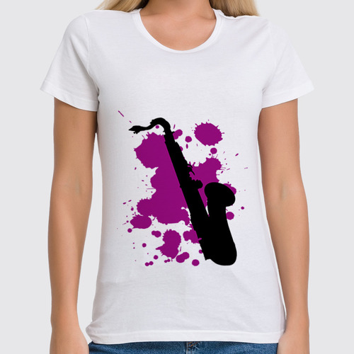 Заказать женскую футболку в Москве. Футболка классическая saxophone от la_infernale - готовые дизайны и нанесение принтов.