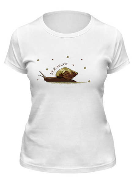 Заказать женскую футболку в Москве. Футболка классическая Милая улитка от infodss@yandex.ru - готовые дизайны и нанесение принтов.