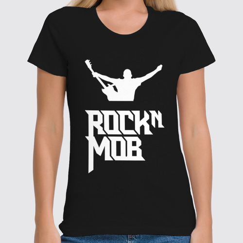 Заказать женскую футболку в Москве. Футболка классическая Rocknmob от accs@rocknmob.com - готовые дизайны и нанесение принтов.