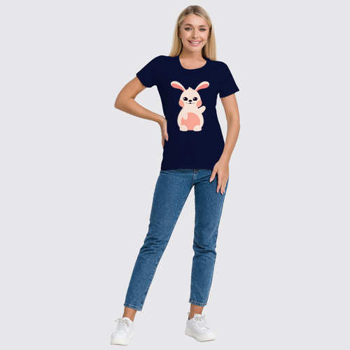 Заказать женскую футболку в Москве. Футболка классическая Pink Bunny от skynatural - готовые дизайны и нанесение принтов.