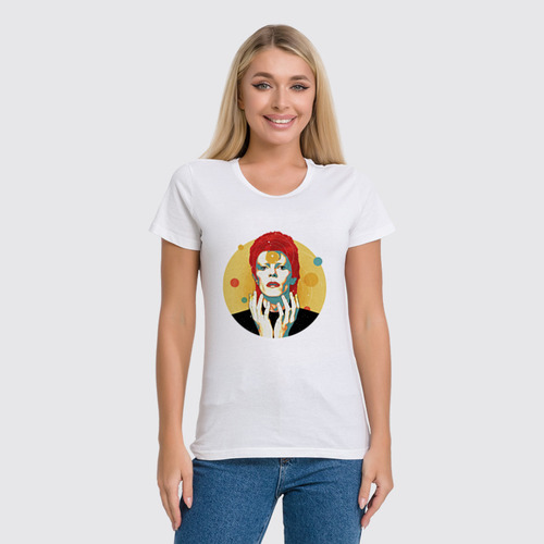 Заказать женскую футболку в Москве. Футболка классическая David Bowie  от cherdantcev - готовые дизайны и нанесение принтов.