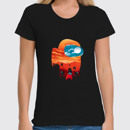 Заказать женскую футболку в Москве. Футболка классическая Among Us Sunset от El Fox - готовые дизайны и нанесение принтов.