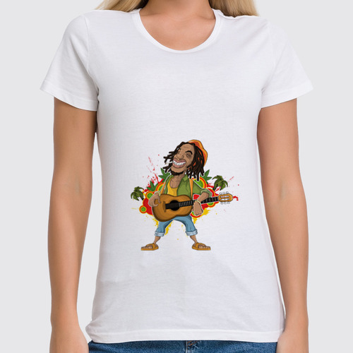 Заказать женскую футболку в Москве. Футболка классическая Боб Марли от YellowCloverShop - готовые дизайны и нанесение принтов.