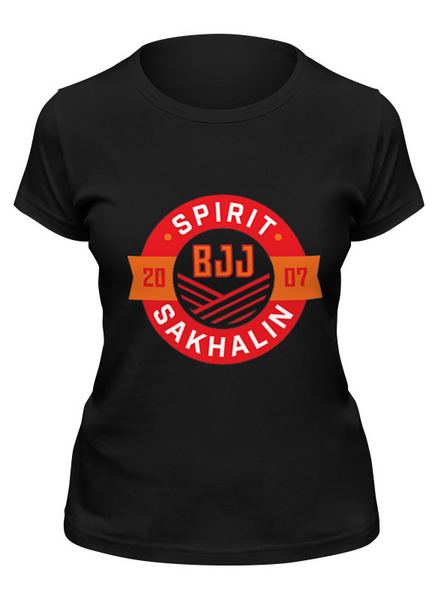 Заказать женскую футболку в Москве. Футболка классическая Spirit BJJ Sakhalin Logo (Black) от kiralabu - готовые дизайны и нанесение принтов.