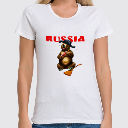 Заказать женскую футболку в Москве. Футболка классическая Русский медведь  от T-shirt print  - готовые дизайны и нанесение принтов.
