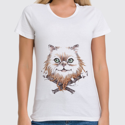 Заказать женскую футболку в Москве. Футболка классическая рыжий кот от olga - готовые дизайны и нанесение принтов.