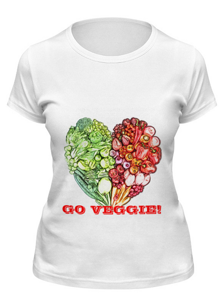 Заказать женскую футболку в Москве. Футболка классическая GO VEGGIE! от RainbowSoul - готовые дизайны и нанесение принтов.