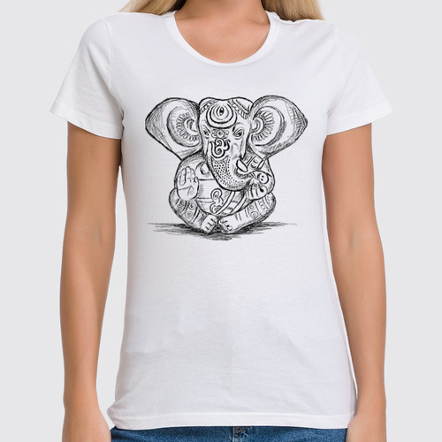 Заказать женскую футболку в Москве. Футболка классическая "Слон" от барбара  - готовые дизайны и нанесение принтов.