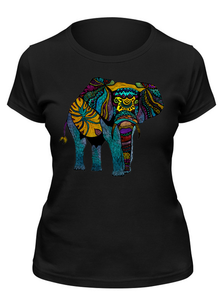 Заказать женскую футболку в Москве. Футболка классическая Индийский Слон от printik - готовые дизайны и нанесение принтов.