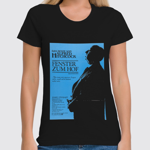 Заказать женскую футболку в Москве. Футболка классическая Alfred Hitchcock / Альфред Хичкок от KinoArt - готовые дизайны и нанесение принтов.