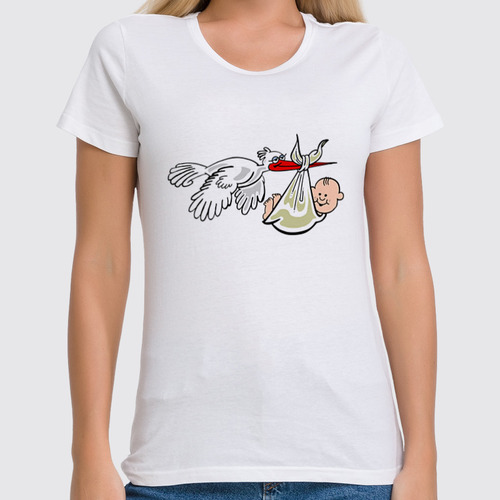 Заказать женскую футболку в Москве. Футболка классическая Gift Stork от Leichenwagen - готовые дизайны и нанесение принтов.