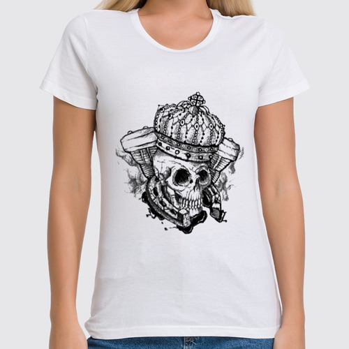 Заказать женскую футболку в Москве. Футболка классическая Skull_crown style от lockinloadeadly - готовые дизайны и нанесение принтов.
