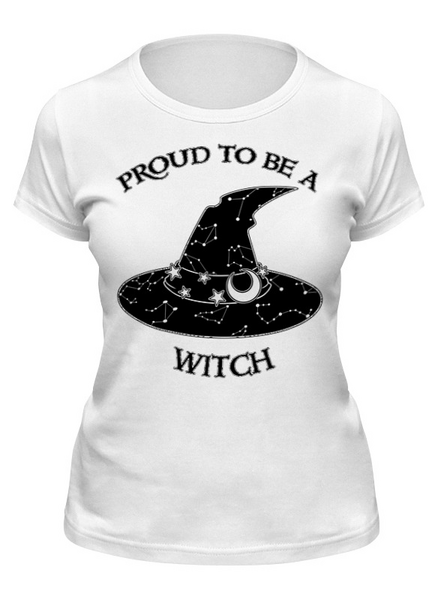 Заказать женскую футболку в Москве. Футболка классическая Proud to be a Witch от Геката  - готовые дизайны и нанесение принтов.