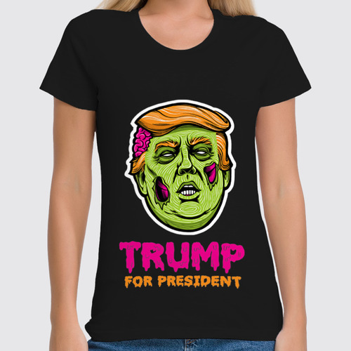 Заказать женскую футболку в Москве. Футболка классическая Трамп зомби от Leichenwagen - готовые дизайны и нанесение принтов.