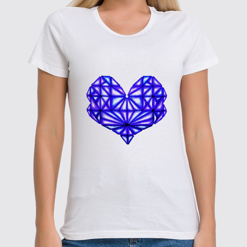 Заказать женскую футболку в Москве. Футболка классическая Сердце геометрическое оттенки синего от Анна - готовые дизайны и нанесение принтов.