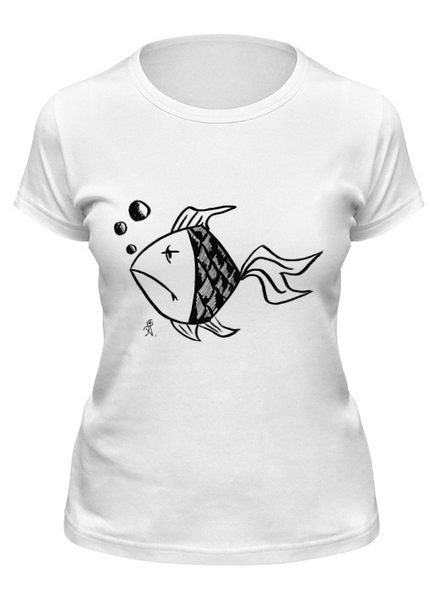 Заказать женскую футболку в Москве. Футболка классическая Рыба моей мечты от galkagalka - готовые дизайны и нанесение принтов.
