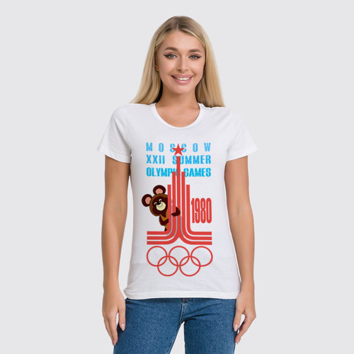 Заказать женскую футболку в Москве. Футболка классическая ★ Олимпийский мишка ★ от balden - готовые дизайны и нанесение принтов.