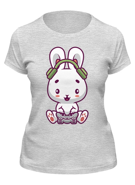 Заказать женскую футболку в Москве. Футболка классическая Кролик геймер от skynatural - готовые дизайны и нанесение принтов.