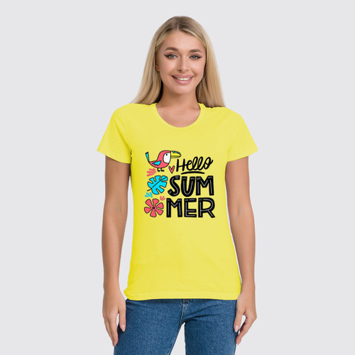 Заказать женскую футболку в Москве. Футболка классическая Hello Summer  от T-shirt print  - готовые дизайны и нанесение принтов.