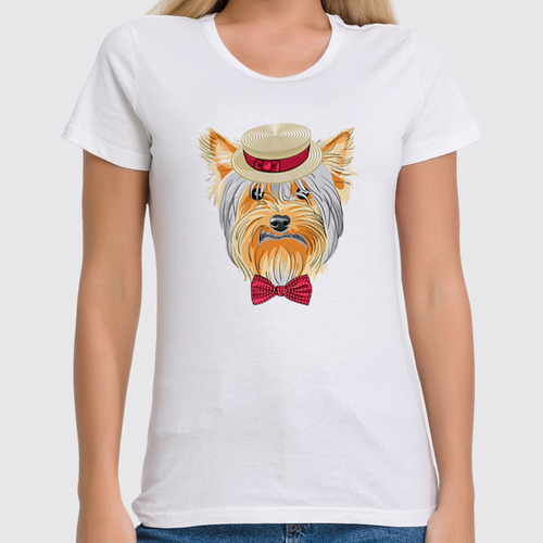 Заказать женскую футболку в Москве. Футболка классическая Собака в образе от balden - готовые дизайны и нанесение принтов.
