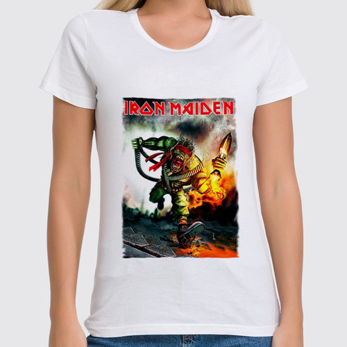 Заказать женскую футболку в Москве. Футболка классическая Iron Maiden от Leichenwagen - готовые дизайны и нанесение принтов.