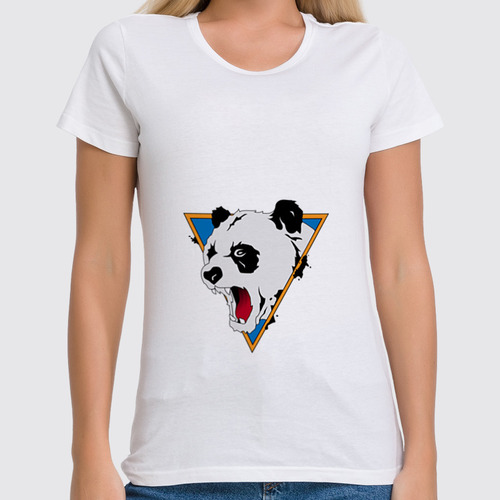 Заказать женскую футболку в Москве. Футболка классическая Злая панда от kseniya86 - готовые дизайны и нанесение принтов.