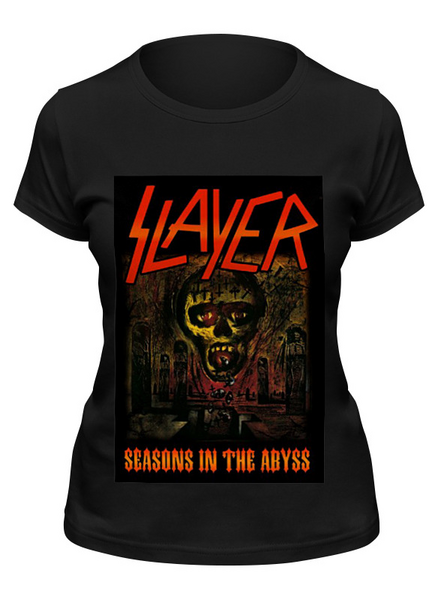 Заказать женскую футболку в Москве. Футболка классическая Slayer-Season In The Abyss 1990 от Илья - готовые дизайны и нанесение принтов.