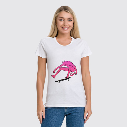 Заказать женскую футболку в Москве. Футболка классическая Skateboarding cat от FOR YOU - готовые дизайны и нанесение принтов.