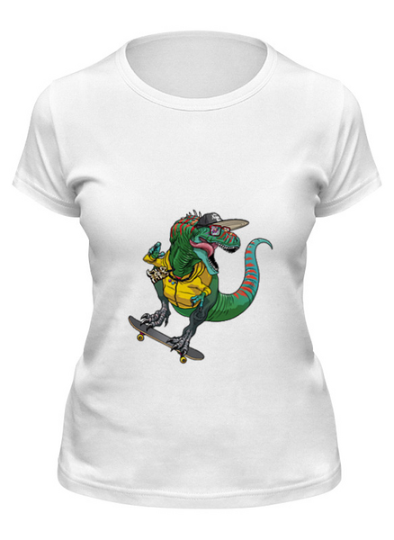 Заказать женскую футболку в Москве. Футболка классическая Динозавр от YellowCloverShop - готовые дизайны и нанесение принтов.