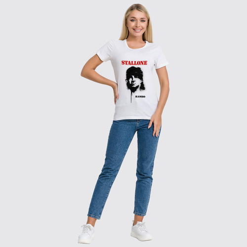 Заказать женскую футболку в Москве. Футболка классическая Sylvester Stallone от Leichenwagen - готовые дизайны и нанесение принтов.